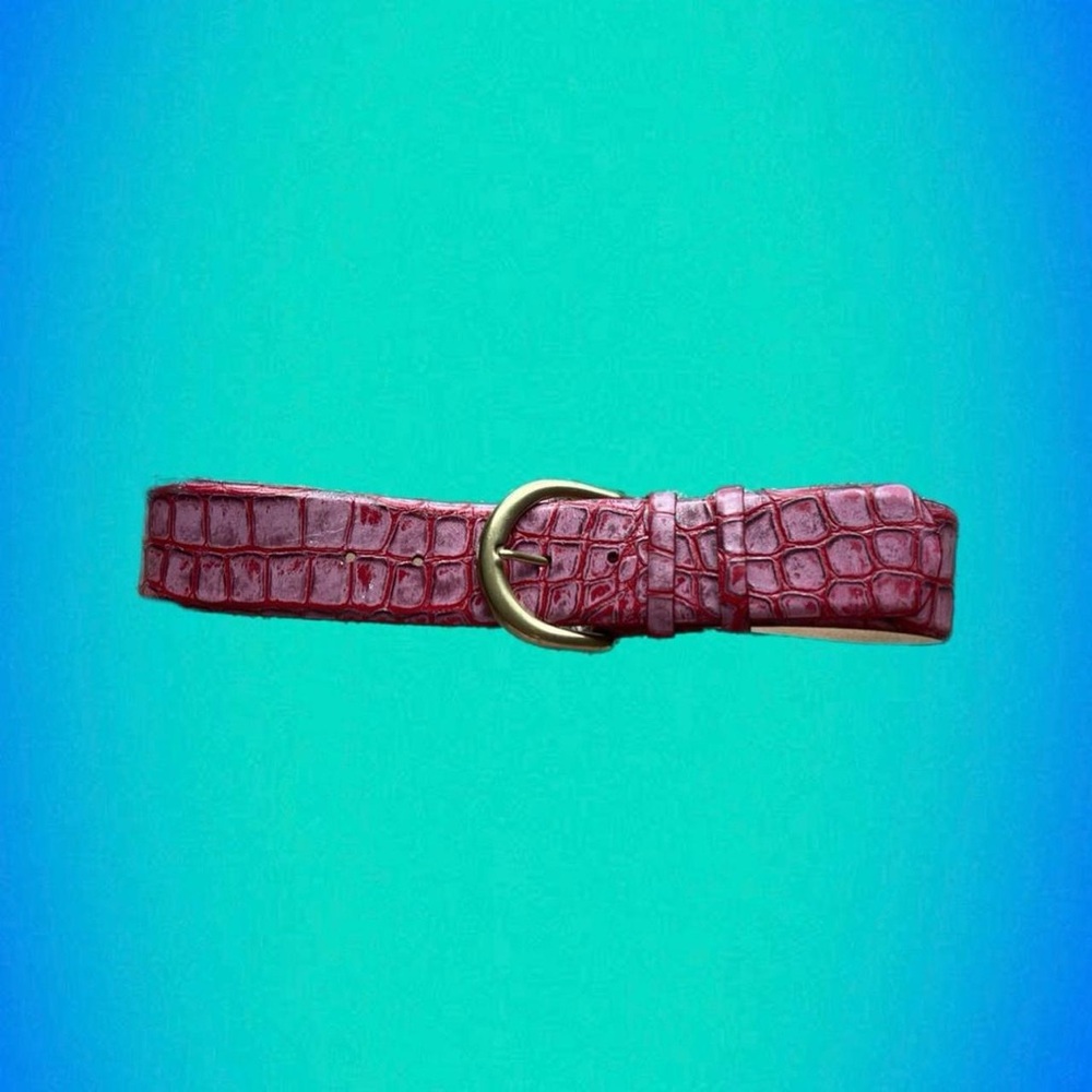 vintage alligator print genuine leather belt